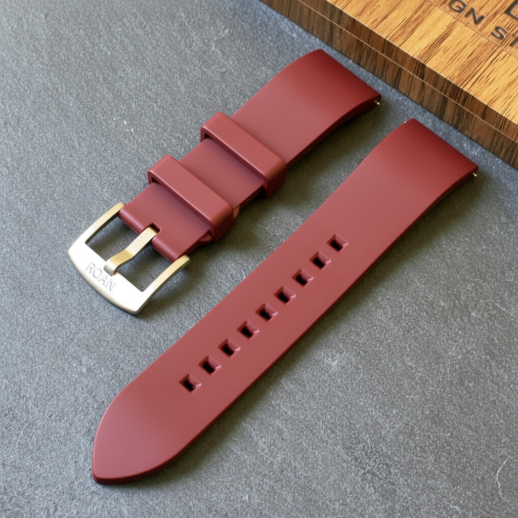 ROANSTRAPS | "Crimson" - Premium FKM Rubber Watch Strap, Grade 5 Titanium Hardware (Custom Engraving Included)