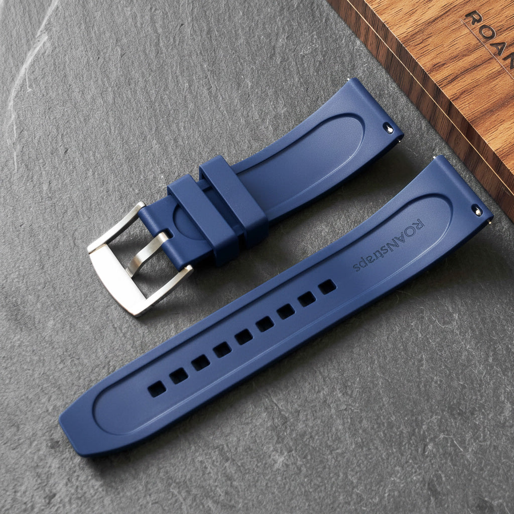 ROANSTRAPS | "Sunset Horizon" - Minimalist FKM Rubber Watch Strap, Grade 5 Titanium Hardware (Custom Engraving Included)