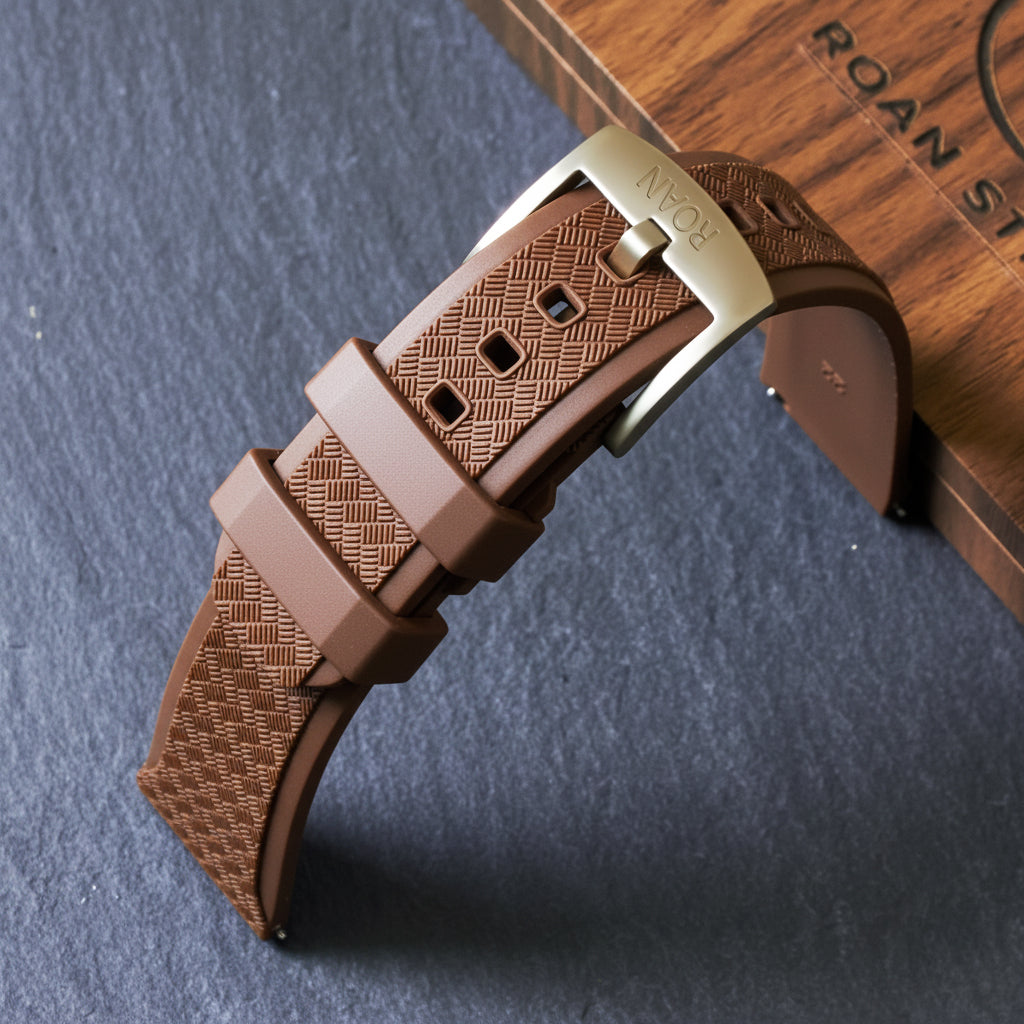 ROANSTRAPS | "Obsidian Stealth" - Premium FKM Rubber Watch Strap, Solid Grade 5 Titanium Buckle (Custom Engraving)