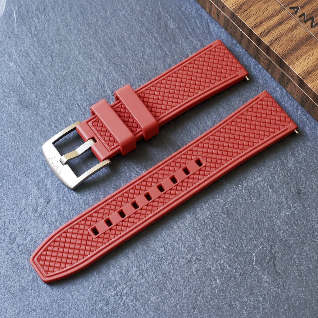 ROANSTRAPS | "Velocity Grid" - Premium FKM Rubber Watch Strap, Grade 5 Titanium Hardware (Custom Engraving Included)