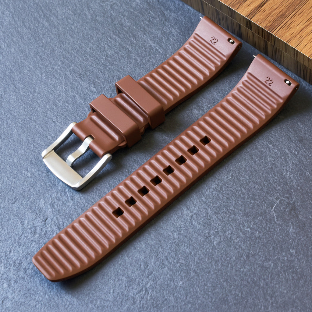 ROANSTRAPS | "Dual-Track Saddle" - Premium FKM Rubber Watch Strap, Grade 5 Titanium Hardware (Custom Engraving Included)