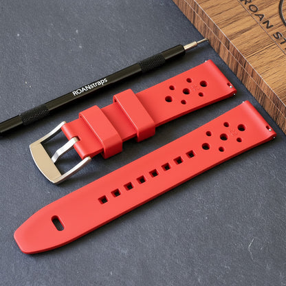 ROANSTRAPS | "Ignition Red" - Professional FKM Rubber Strap in Bold Scarlet, Solid Grade 5 Titanium Hardware (Custom Engraving)