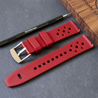 ROANSTRAPS | Racing Red - Aero-Vent Series | Premium FKM Rubber Watch Strap, Grade 5 Titanium Hardware