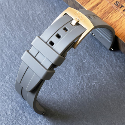 ROANSTRAPS | "Dual-Track Shadow" - Premium FKM Rubber Watch Strap, Grade 5 Titanium Hardware (Custom Engraving Included)