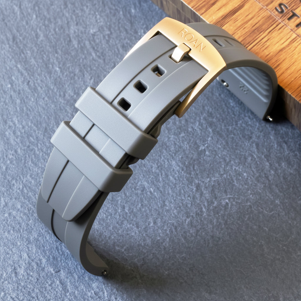 ROANSTRAPS | "Dual-Track Abyss" - Premium FKM Rubber Watch Strap, Grade 5 Titanium Hardware (Custom Engraving Included)