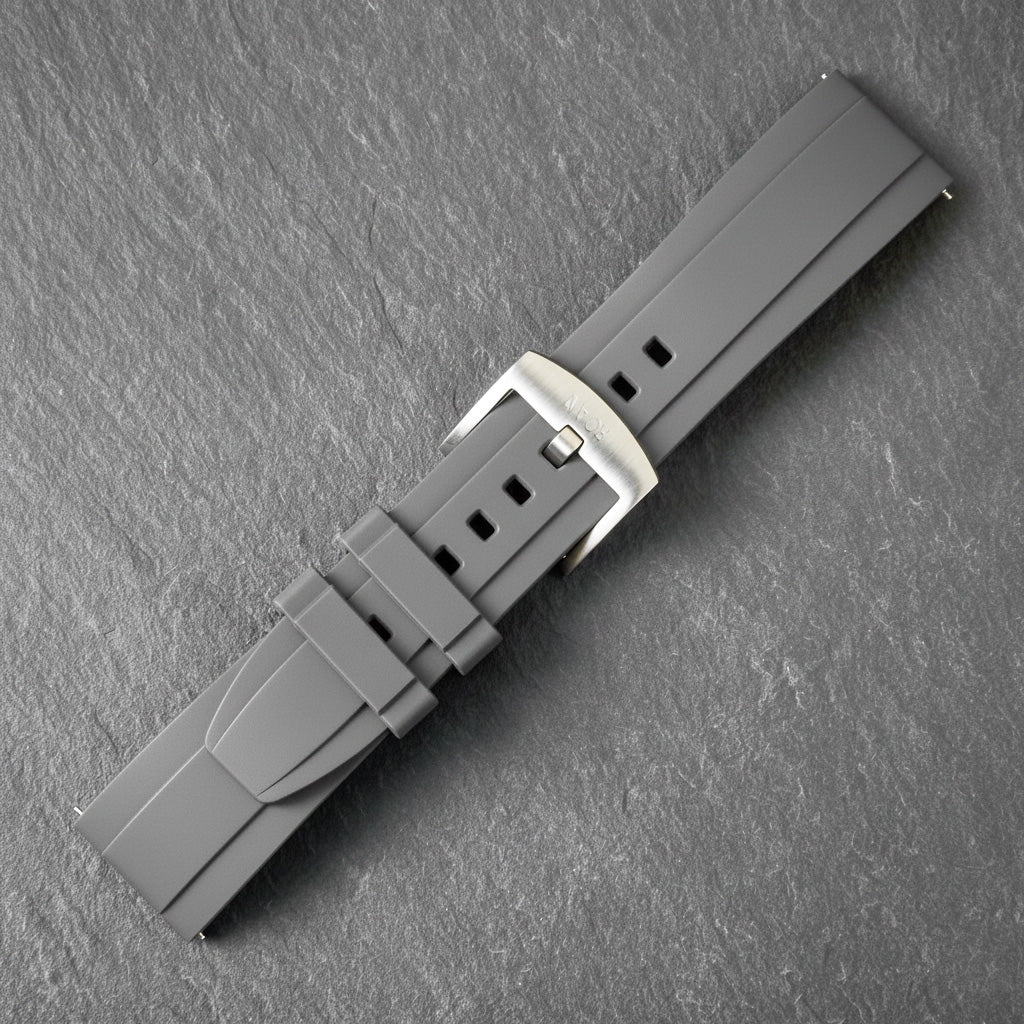 ROANSTRAPS | "Summit Slate" - Adventure-Ready FKM Rubber Watch Strap, Grade 5 Titanium Hardware (Custom Engraving Included)