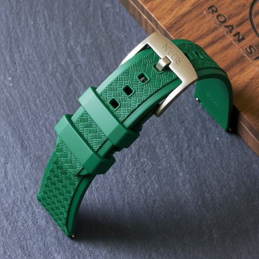 ROANSTRAPS | Forest Verdant Green FKM Rubber Strap - Aerospace-Grade Titanium Hardware & Bespoke Customization
