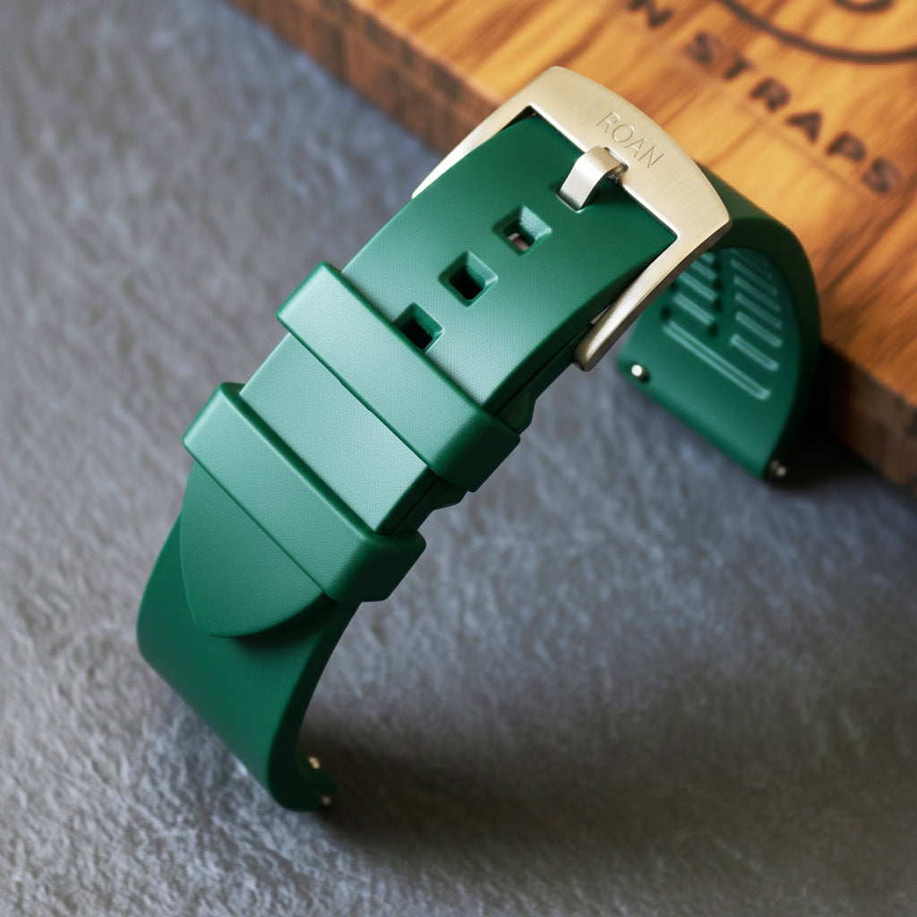 ROANSTRAPS | "Espresso" - Premium FKM Rubber Watch Strap, Grade 5 Titanium Hardware (Custom Engraving Included)
