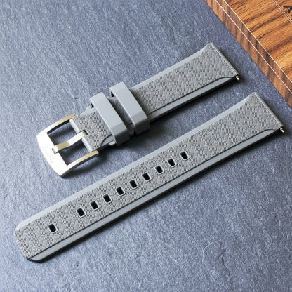 ROANSTRAPS | "Urban Graphite" - Premium FKM Rubber Watch Strap, Solid Grade 5 Titanium Buckle (Custom Engraving)