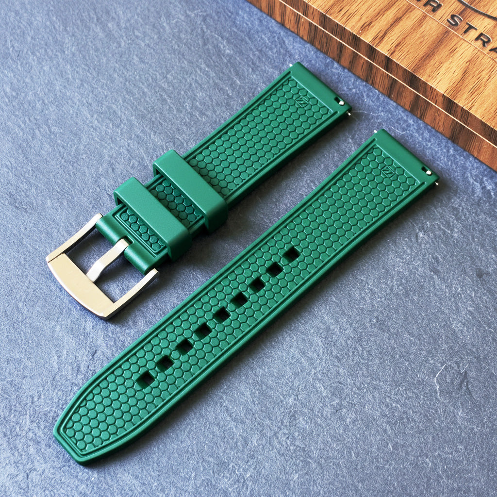 ROANSTRAPS | "Forest Grid" - Premium FKM Rubber Watch Strap, Grade 5 Titanium Hardware (Custom Engraving Included)