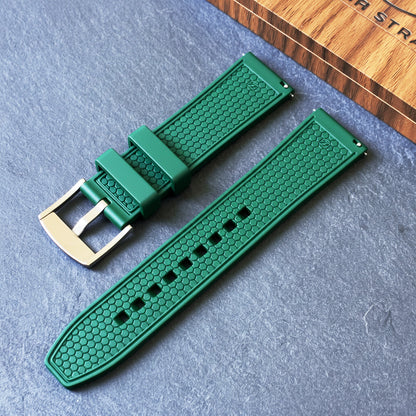 ROANSTRAPS | "Forest Grid" - Premium FKM Rubber Watch Strap, Grade 5 Titanium Hardware (Custom Engraving Included)