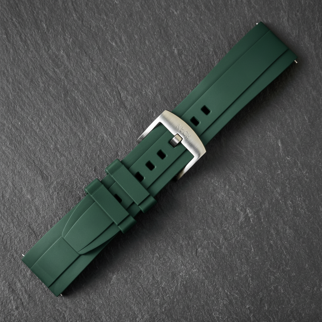 ROANSTRAPS | "Dune Forest" - Minimalist FKM Rubber Watch Strap, Grade 5 Titanium Hardware (Custom Engraving Included)
