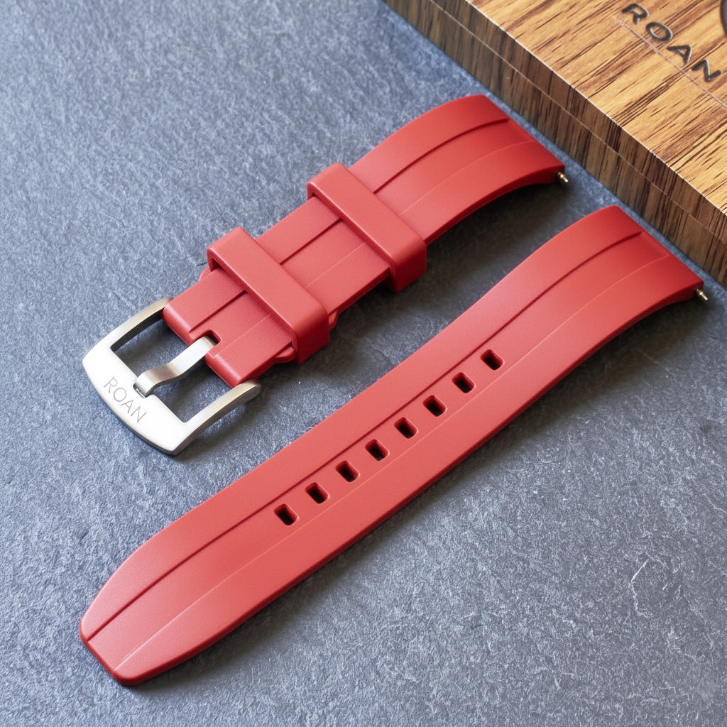 ROANSTRAPS | "Dual-Track Velocity" - Premium FKM Rubber Watch Strap, Grade 5 Titanium Hardware (Custom Engraving Included)
