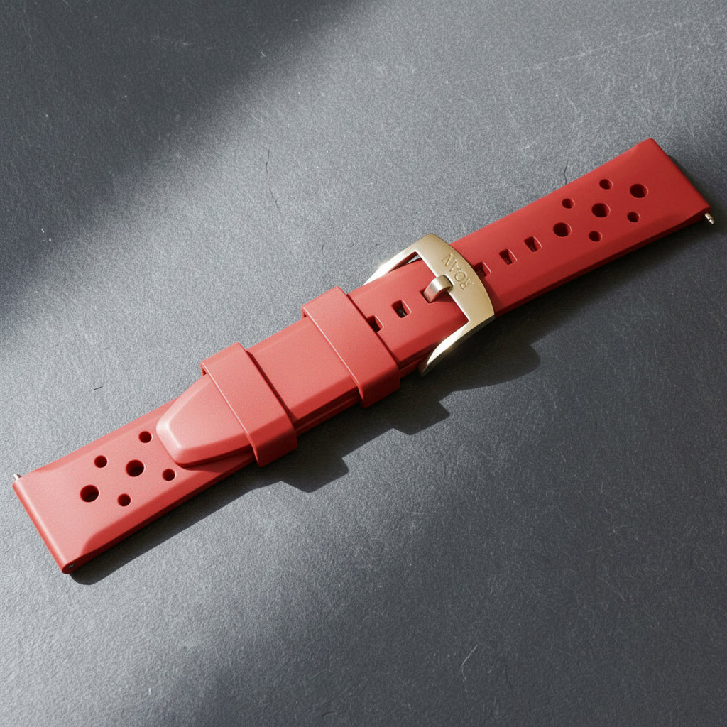 ROANSTRAPS | Racing Red - Aero-Vent Series | Premium FKM Rubber Watch Strap, Grade 5 Titanium Hardware