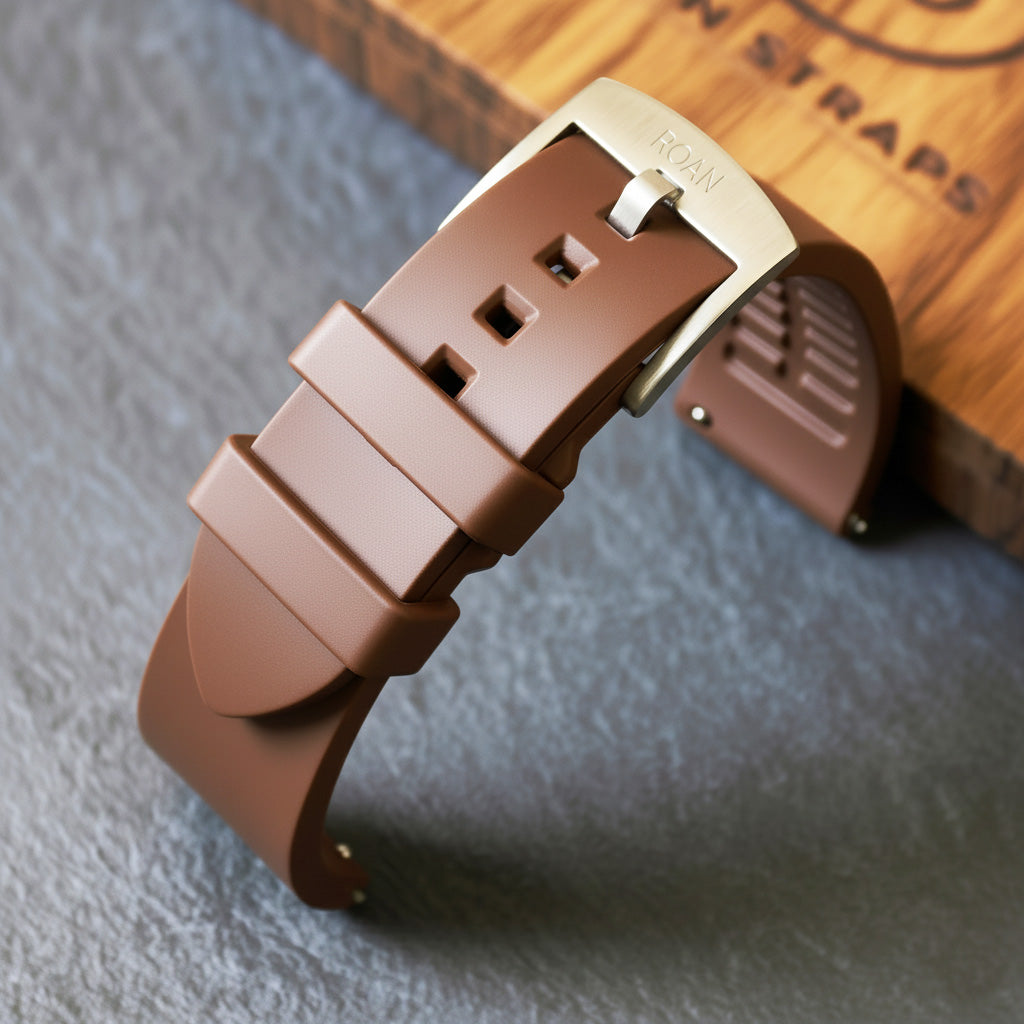 ROANSTRAPS | "Espresso" - Premium FKM Rubber Watch Strap, Grade 5 Titanium Hardware (Custom Engraving Included)