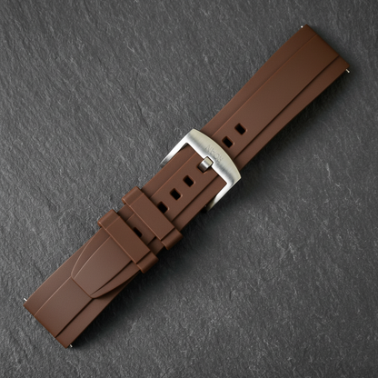 ROANSTRAPS | "Vintage Espresso" - Premium FKM Rubber Watch Strap, Solid Grade 5 Titanium Buckle (Custom Engraving)