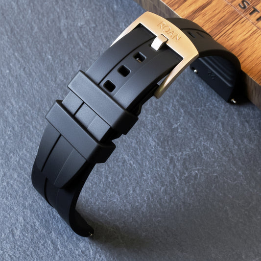ROANSTRAPS | "Dual-Track Stealth" - Premium FKM Rubber Watch Strap, Grade 5 Titanium Hardware (Custom Engraving Included)