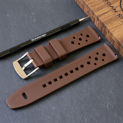 ROANSTRAPS | "Classic Mocha" - Professional FKM Rubber Strap in Rich Coffee, Solid Grade 5 Titanium Hardware (Custom Engraving)