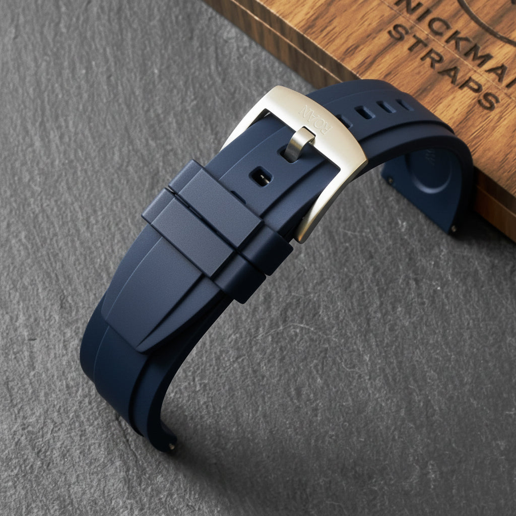 ROANSTRAPS | "Obsidian Stealth" - Premium FKM Rubber Watch Strap, Grade 5 Titanium Hardware (Custom Engraving Included)