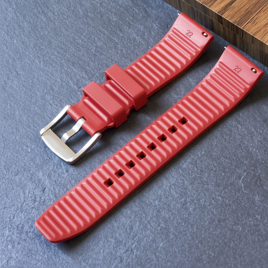 ROANSTRAPS | "Dual-Track Velocity" - Premium FKM Rubber Watch Strap, Grade 5 Titanium Hardware (Custom Engraving Included)