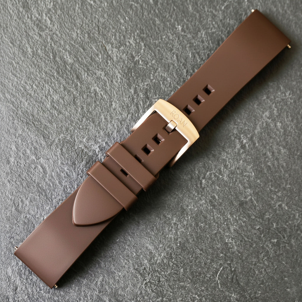 ROANSTRAPS | "Espresso" - Premium FKM Rubber Watch Strap, Grade 5 Titanium Hardware (Custom Engraving Included)