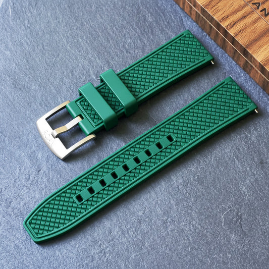 ROANSTRAPS | "Forest Grid" - Premium FKM Rubber Watch Strap, Grade 5 Titanium Hardware (Custom Engraving Included)