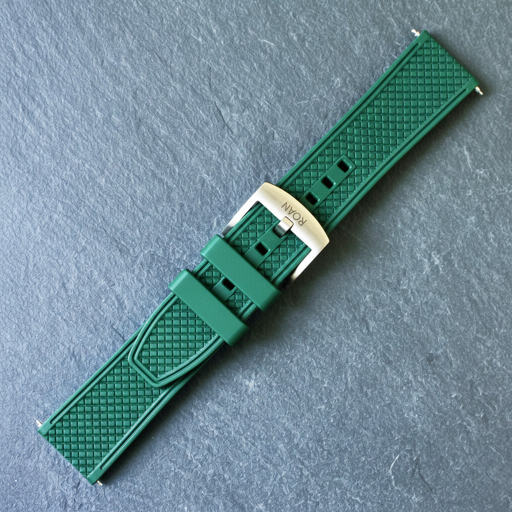 ROANSTRAPS | "Forest Grid" - Premium FKM Rubber Watch Strap, Grade 5 Titanium Hardware (Custom Engraving Included)