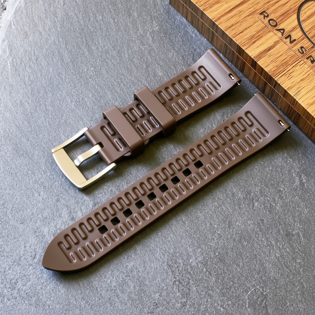 ROANSTRAPS | "Espresso" - Premium FKM Rubber Watch Strap, Grade 5 Titanium Hardware (Custom Engraving Included)