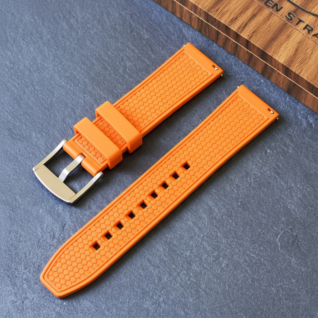 ROANSTRAPS | "Ignition Grid" - Premium FKM Rubber Watch Strap, Grade 5 Titanium Hardware (Custom Engraving Included)