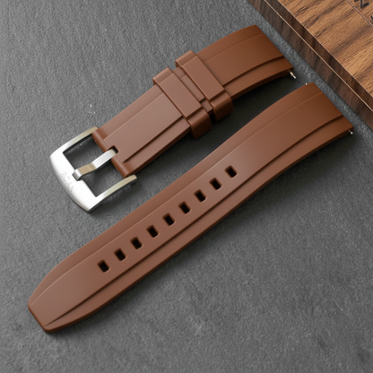 ROANSTRAPS | "Vintage Espresso" - Premium FKM Rubber Watch Strap, Solid Grade 5 Titanium Buckle (Custom Engraving)