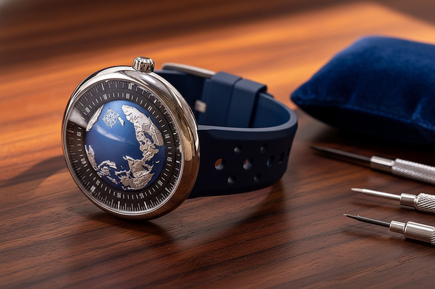 ROANSTRAPS | "Deep Ocean Horizon" - Premium FKM Rubber Watch Strap with Grade 5 Titanium Buckle (Custom Engraving)