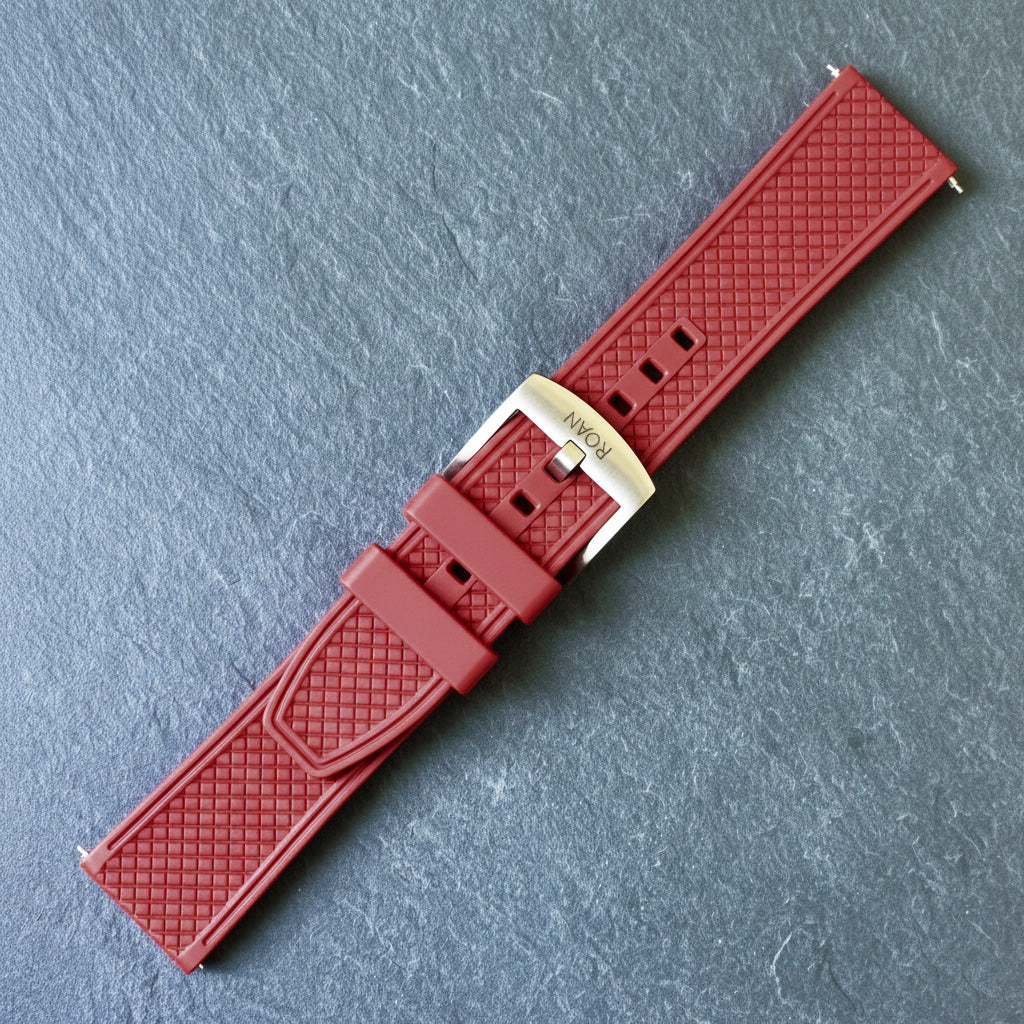 ROANSTRAPS | "Velocity Grid" - Premium FKM Rubber Watch Strap, Grade 5 Titanium Hardware (Custom Engraving Included)