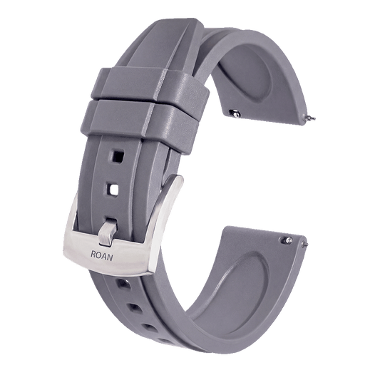 ROAN Straps | Gray FKM Rubber Watch Band with Quick Release - Minimalist Solid Design - Waterproof & Dust-Resistant Premium Fluoroelastomer (19mm-24mm)