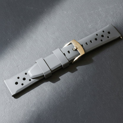 ROANSTRAPS | "Urban Slate" - Premium FKM Rubber Watch Strap in Graphite Grey, Grade 5 Titanium Buckle (Custom Engraving)