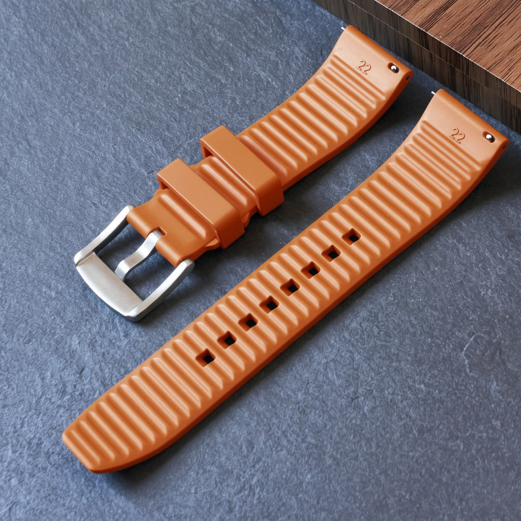 ROANSTRAPS | "Dual-Track Ignition" - Premium FKM Rubber Watch Strap, Grade 5 Titanium Hardware (Custom Engraving Included)