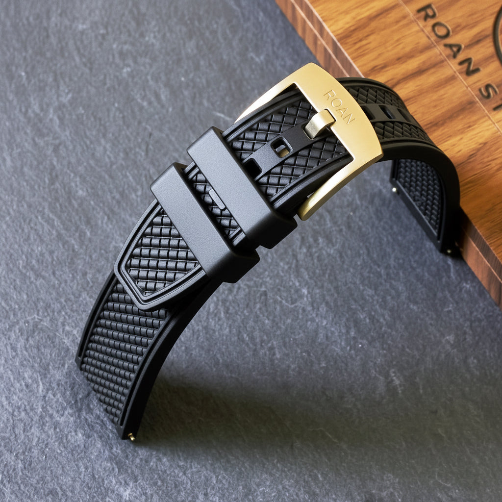 ROANSTRAPS | "Ignition Grid" - Premium FKM Rubber Watch Strap, Grade 5 Titanium Hardware (Custom Engraving Included)