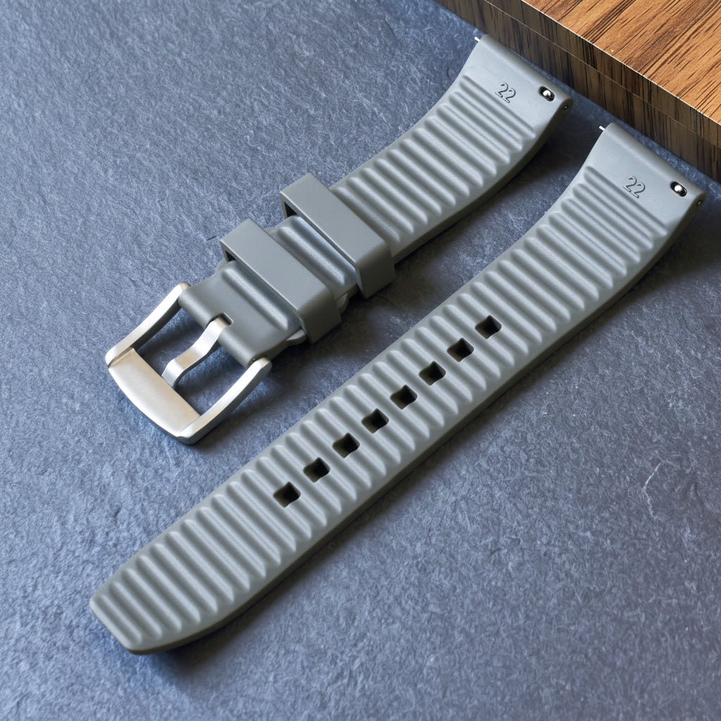 ROANSTRAPS | "Dual-Track Shadow" - Premium FKM Rubber Watch Strap, Grade 5 Titanium Hardware (Custom Engraving Included)