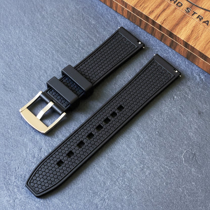 ROANSTRAPS | "Grid Stealth" - Premium FKM Rubber Watch Strap, Grade 5 Titanium Hardware (Custom Engraving Included)