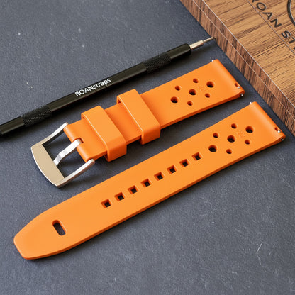 ROANSTRAPS | "Sunset Vitality" - Premium FKM Rubber Watch Strap in Electric Orange, Grade 5 Titanium Buckle (Custom Engraving)