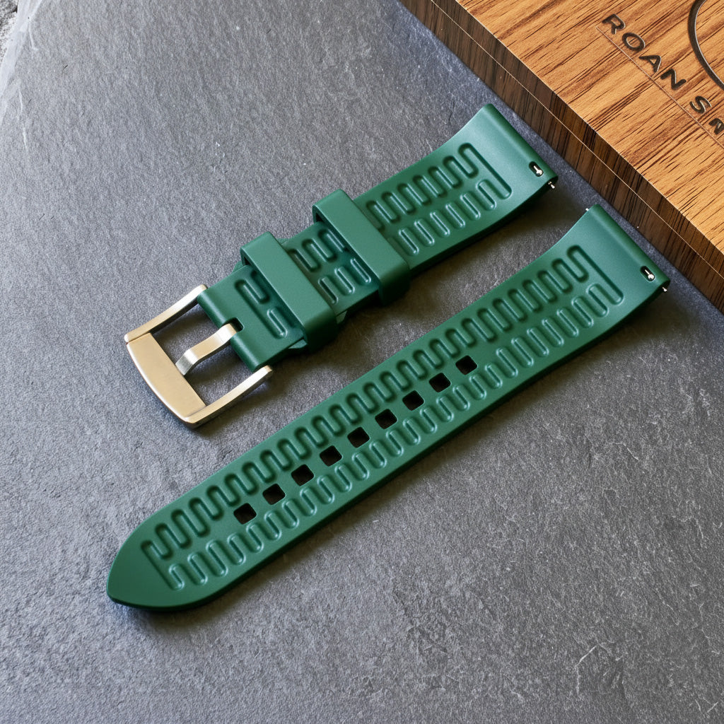 ROANSTRAPS | "Forest" - Premium FKM Rubber Watch Strap, Grade 5 Titanium Hardware (Custom Engraving Included)
