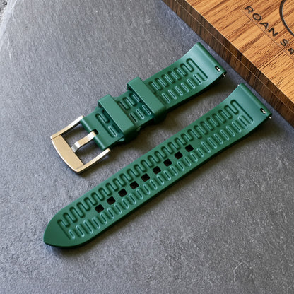 ROANSTRAPS | "Forest" - Premium FKM Rubber Watch Strap, Grade 5 Titanium Hardware (Custom Engraving Included)