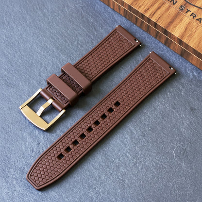 ROANSTRAPS | "Earth-Tone Grid" - Premium FKM Rubber Watch Strap, Grade 5 Titanium Hardware (Custom Engraving Included)