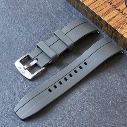 ROANSTRAPS | "Dual-Track Shadow" - Premium FKM Rubber Watch Strap, Grade 5 Titanium Hardware (Custom Engraving Included)