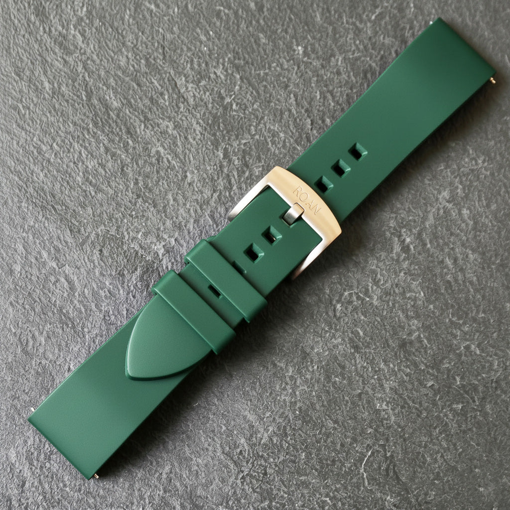 ROANSTRAPS | "Forest" - Premium FKM Rubber Watch Strap, Grade 5 Titanium Hardware (Custom Engraving Included)