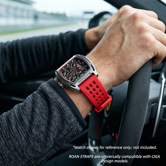 ROAN Straps | Kaffee Fluorkautschukarmband der Spitzenklasse mit FMK-Qualität – dichtes Aushöhlungsdesign im Matrix-Stil – atmungsaktives, wasserdichtes, staubdichtes FKM-Fluorelastomer-Uhrenarmband (18 mm, 19 mm, 20 mm, 21 mm, 22 mm, 24 mm)